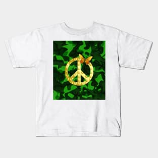 Peace Symbol Camouflage Butterfly Kids T-Shirt